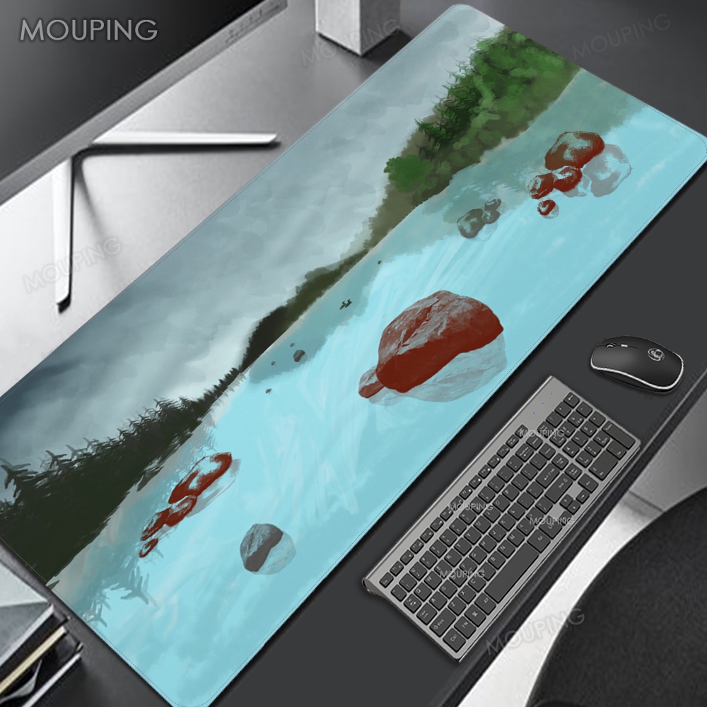 Miếng Lót Chuột Không Gian Công Ty Thảm Bàn Thẩm Mỹ 90x40 80x30 Pc Phụ Kiện Laptop Miếng Lót Bàn Lớn Thảm Bàn Phím Deskmats Màu Xanh Dương Văn Phòng