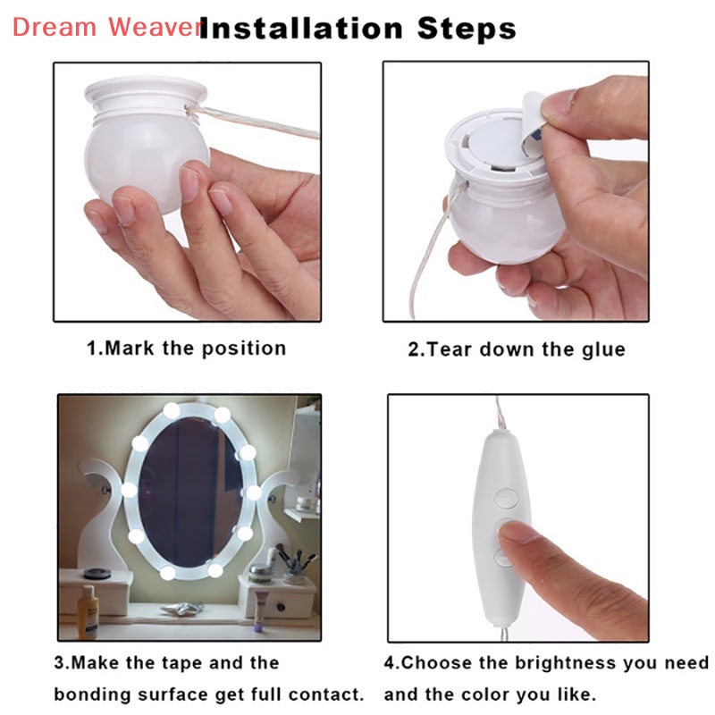 [Dream] Bóng đèn LED phong cách Holly Bàn trang điểm Vanity Bộ đèn gương USB mới