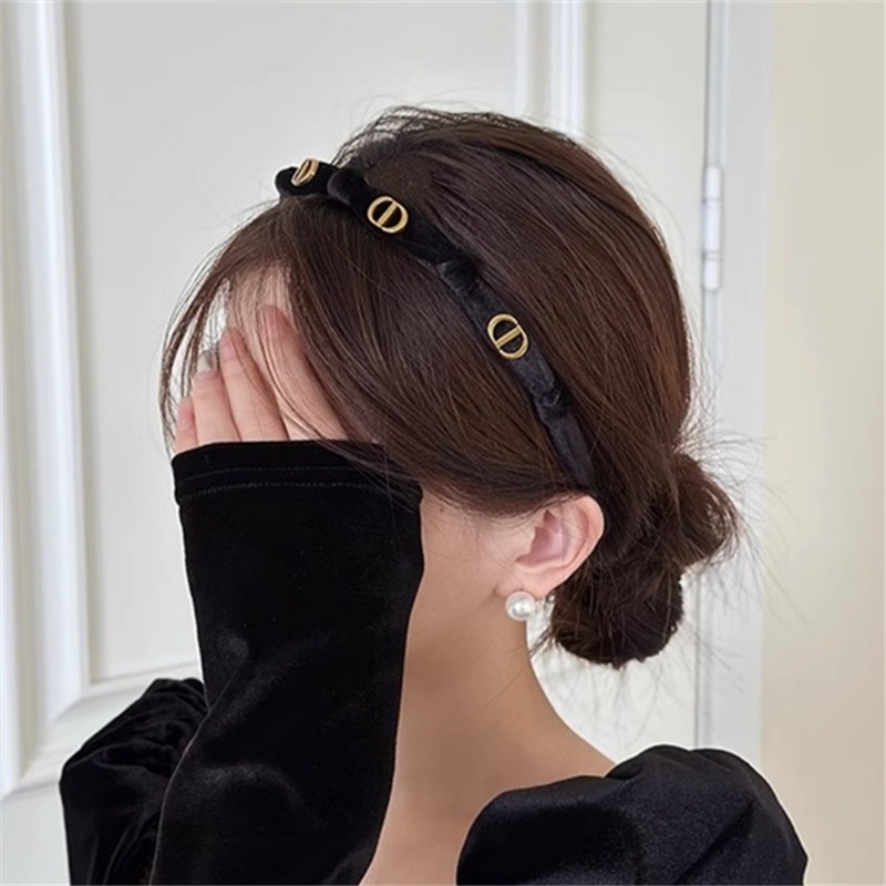 Băng Đô Cài Tóc Bằng Nhung Màu Đen Đính Nơ Xinh Xắn Cho Nữ