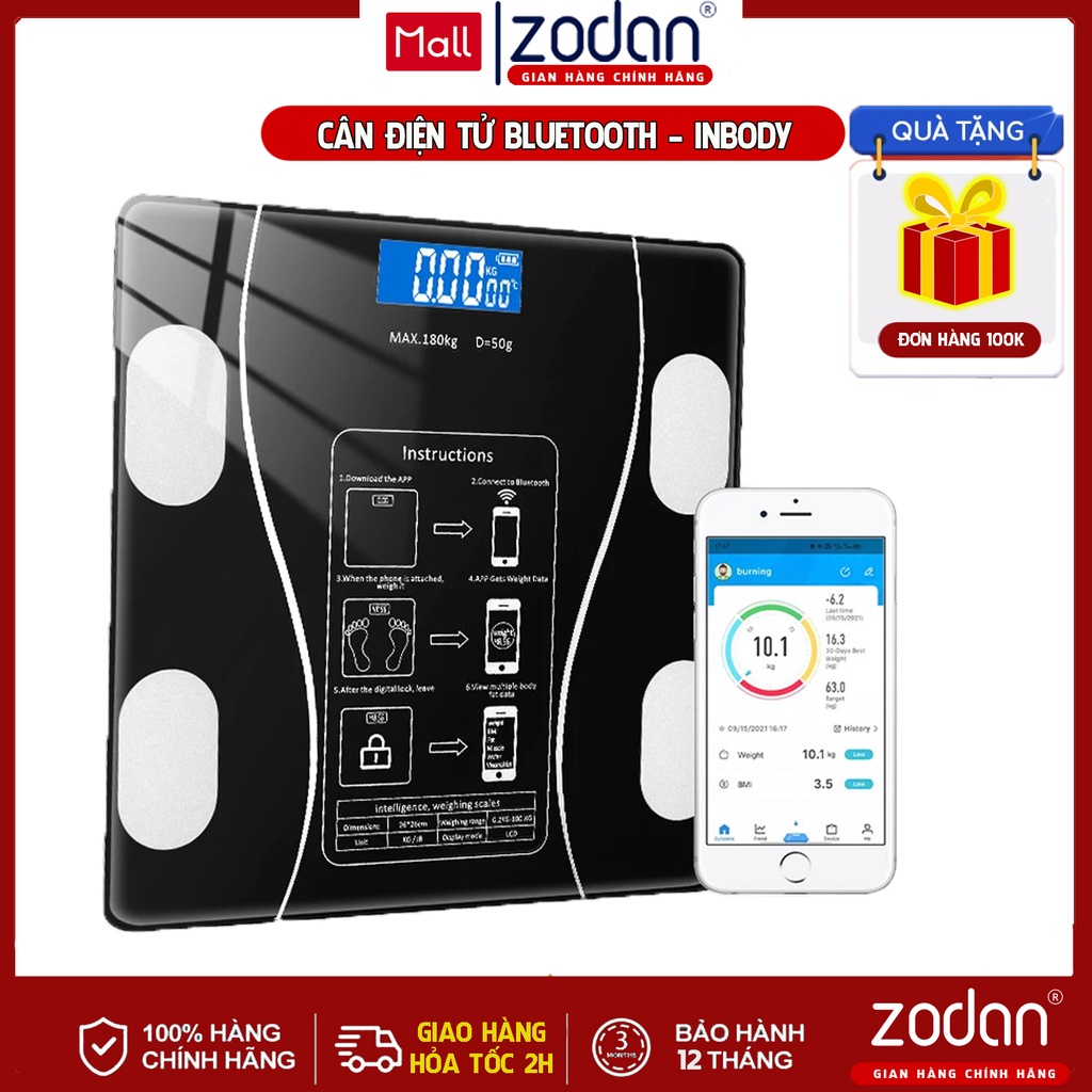 [CÓ VIDEO][BH 1NĂM] Cân điện tử Bluetooth thông minh ZODAN BL998 đo ...
