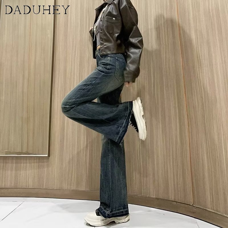 Ảnh Quần jeans DADUHEY ống loe dáng rộng lưng cao phong cách đường phố Mỹ cao cấp cỡ lớn 4