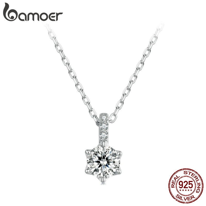 BAMOER Vòng cổ Bạc 0.5ct Lấp Lánh Thời Trang Cho Nữ 925 MSN025-S