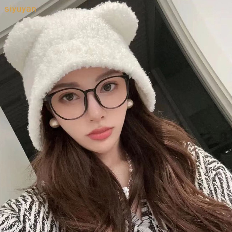 Siyuyan Mũ Len Dệt Kim Giữ Ấm Tai Gấu Dễ Thương vn