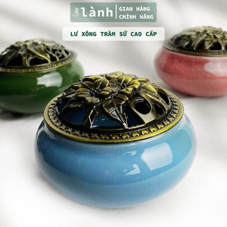 Lư Xông Nụ Trầm Hương 3 Lành Bằng Sứ Cao Cấp Cao Màu Phong Thủy Trang Trí Bàn Thờ Dâng Hương