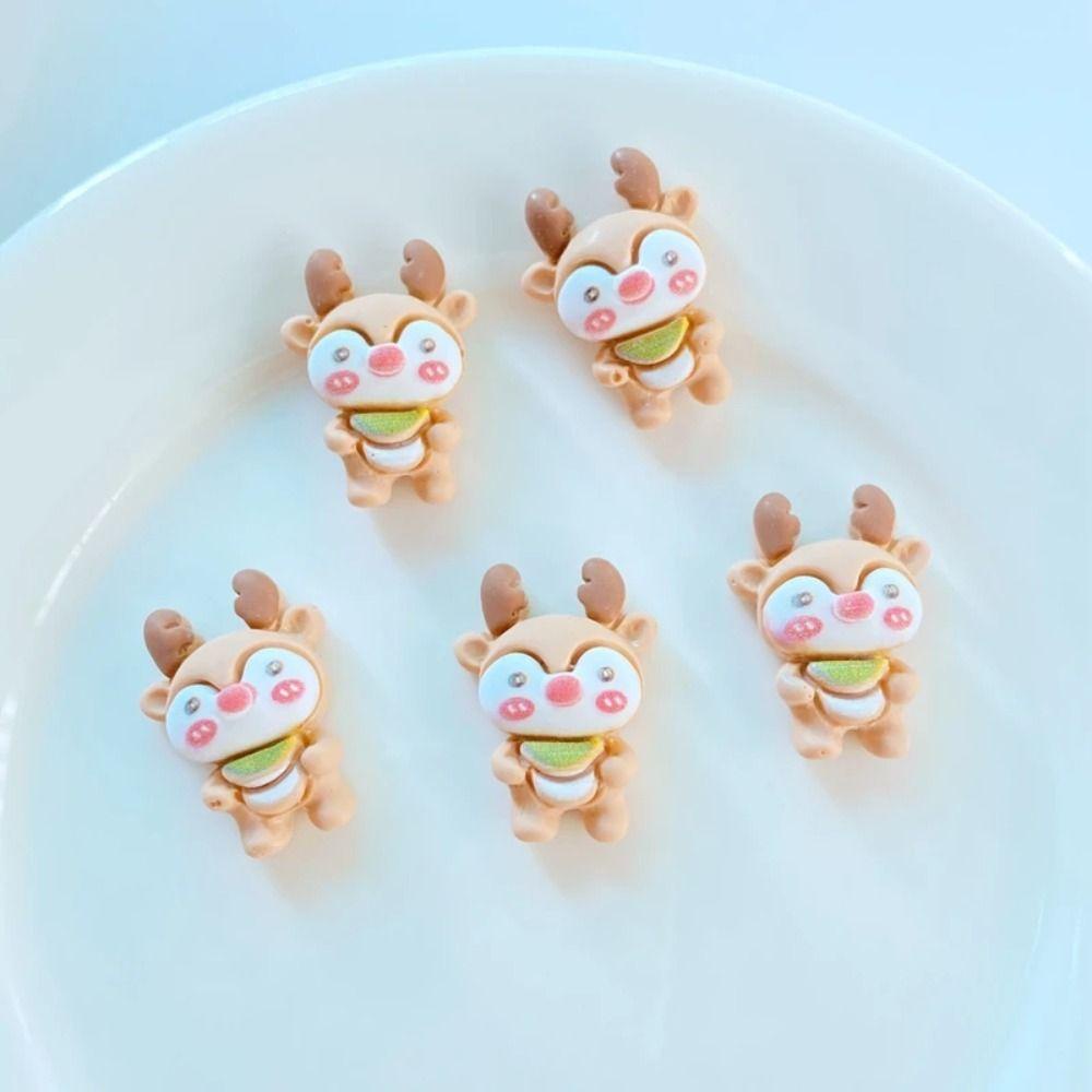 YMIFI 10 Chiếc Nhựa Hình Thủ Công, Bộ Sưu Tập Giáng Sinh Flatback Cabochon Trang Trí Trang Trí Giáng Sinh, Trang Sức Mini Làm Phim Hoạt Hình Phụ Kiện Tóc Kẹp Tóc Thêu Sò