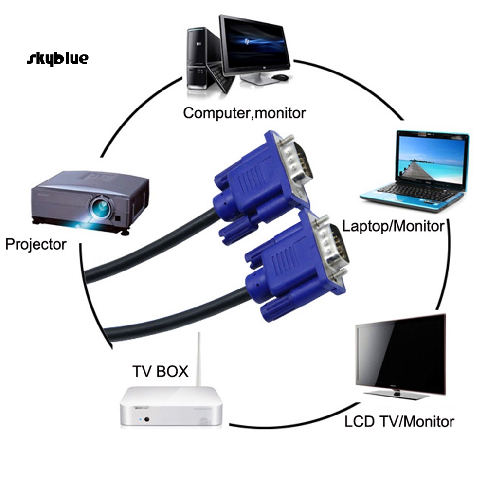 [Sy] Dây cáp nối dài VGA nam sang nam 30cm cho máy chiếu màn hình máy tính PC