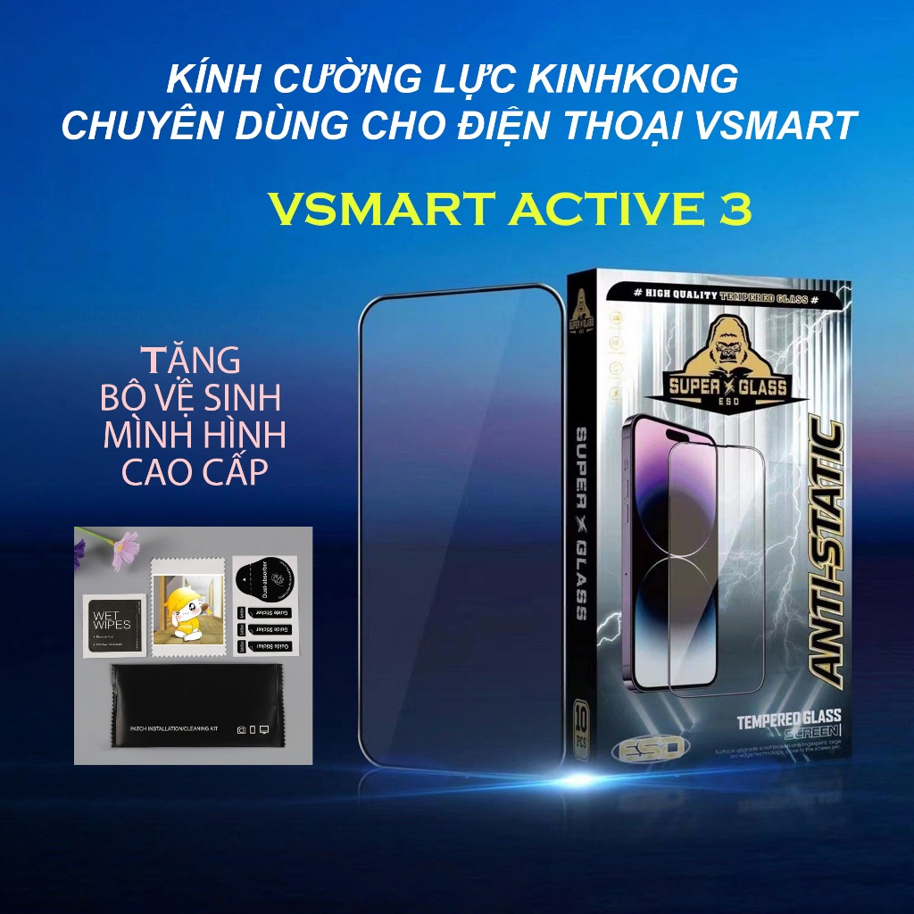 Cường Lực Vsmart ACTIVE 3/ Kính KINHKONG full màn, bảo vệ màn hình chuyên dùng cho điện thoại Vsmart