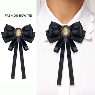 Phong Cách Anh Nơ Vintage Beauty Head Màu Đen Quá Khổ Nơ Cổ Có Chân Cho Nữ Cổ Điển Đen