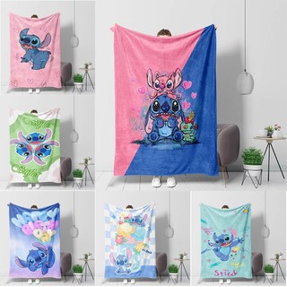 Hoạt Hình Lilo Stitch Flannel Chăn Quà Tặng Thiết Thực Cho Gia Đình Và Bạn Bè In Một Mặt Flannel Chăn Điều Hòa Không Khí Chăn Ngủ Văn Phòng Chăn