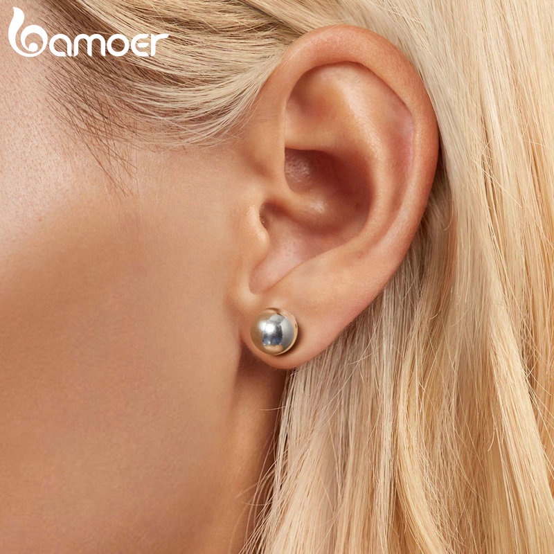 Bamoer Bông Tai Bạc sterling 925 Hình Cầu Thời Trang Cho Nữ