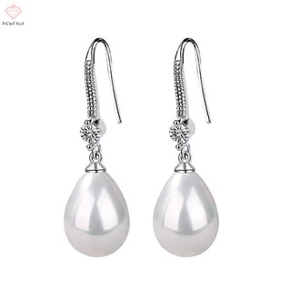 [pcwfkef] Bông Tai Ngọc Trai Hình Giọt Nước Tròn Đỏ Trắng Đính Hôn Cho Nữ Mới