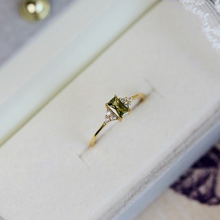 ♥ Chính Hãng Mới Nhẫn Đính Đá Zircon Hình Vuông Dát Đá Zircon Nhiều Màu Xanh Lá Siêu Mịn Dễ Phối Đồ Cho Nữ cl