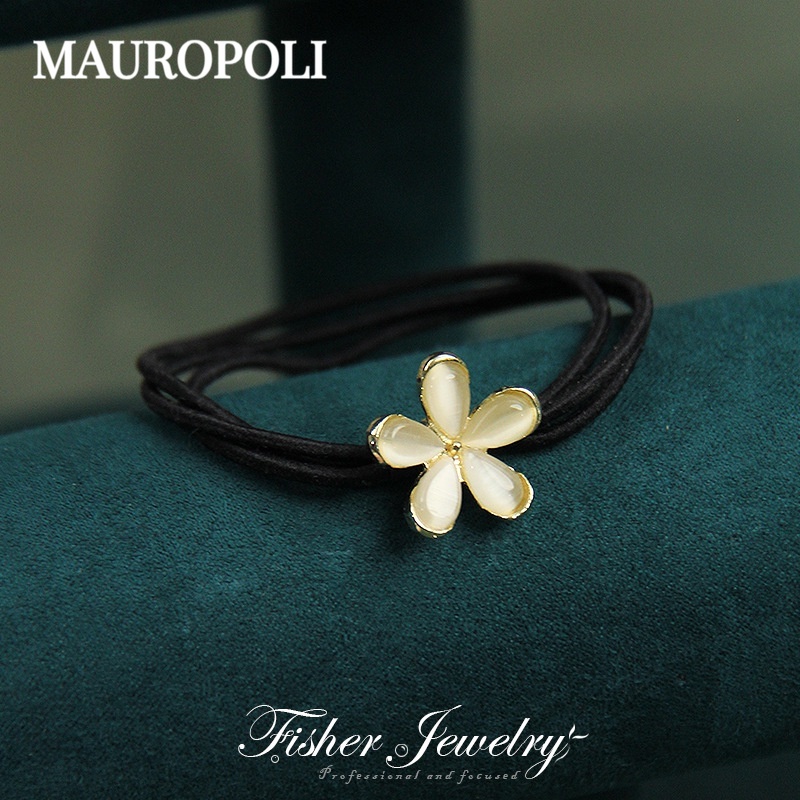 Mauropoli [Sẵn sàng] Băng đô kim loại mắt mèo Phiên bản Hàn Quốc Mũ đội đầu Vòng tóc sang trọng Đơn giản Dây cao su đàn hồi cao Dây buộc đầu bóng