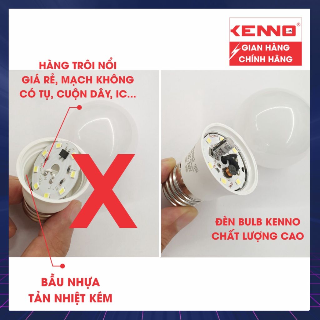 Bóng LED bulb tròn trang trí 3W kín nước Qled/Kenno ánh sáng trắng, vàng
