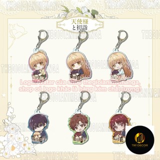 Móc khóa Thiên sứ nhà bên ver Ngồi ôm đồ quà tặng chibi mica anime xinh xắn arcylic dễ thương