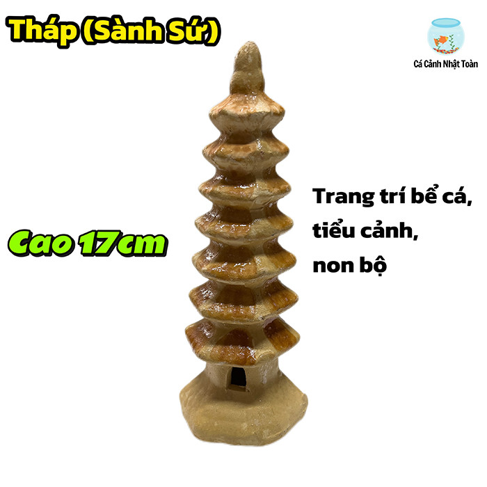 Tháp Nhọn Cao 17cm Bằng Sành Sứ, Tráng Men Trang Trí Bể Cá Cảnh, Hon Non Bộ, Tiểu Cảnh