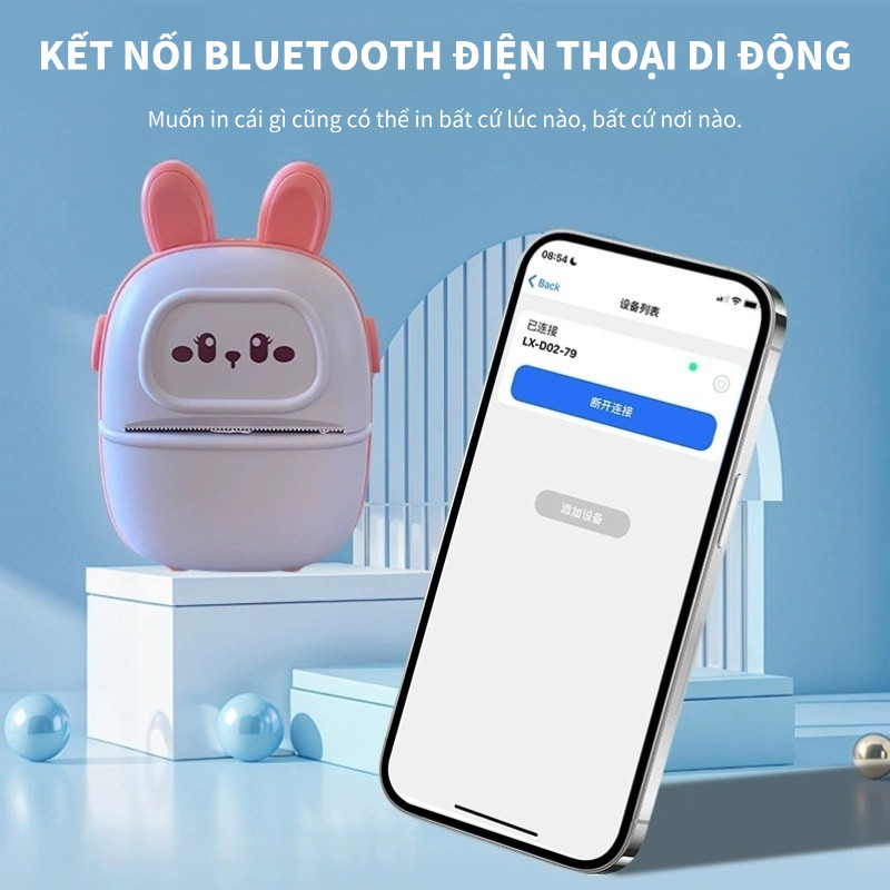 Máy In Nhiệt Mini Bluetooth - Dễ Sử Dụng, Thiết Kế Đáng Yêu, Hỗ Trợ Kết Nối Bluetooth, In Hóa Đơn, Tài Liệu, Ảnh