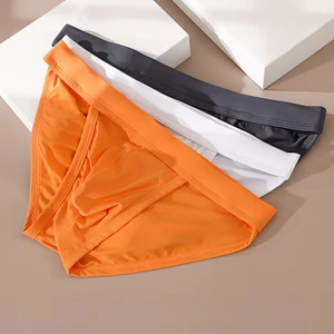 Quần lót nam mới bằng lụa băng, mỏng, sexy, thoáng khí, cắt cao, nhanh khô, thời trang, màu sắc đồng nhất