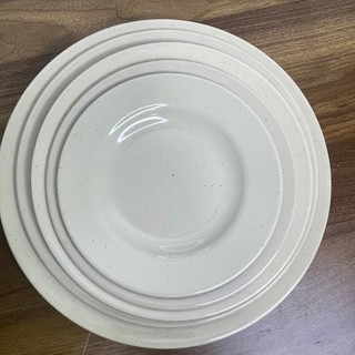 Dĩa Nhựa Melamine Tròn Cạn, Dĩa Cơm Sườn, Cơm Tấm Màu Trắng, Vàng, Xanh 15cm - 25cm - Trường An VN