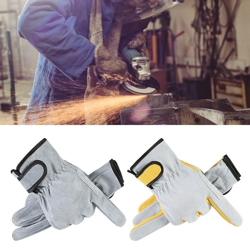 Găng Tay Chống Cắt ESSENCEH, Găng Tay Hàn Chống Cháy Vàng Xám, Dụng Cụ Thợ Hàn Vật Dụng BBQ Găng Tay Làm Việc Chịu Nhiệt Nơi Làm Việc