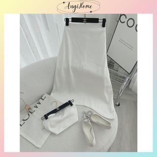 SET ÁO CROPTOP ỐNG CÚP NGỰC + CHÂN VÁY MIDI TRƠN TRẮNG ANGI HOME
