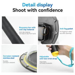 TELESIN Dome Port 30M Vỏ Chống Thấm Nước Lặn Nhà Ở Cho DJI OSMO Action 3 4 Kích Hoạt Mái Vòm Bao Ống Kính Hành Động Phụ Kiện Camera