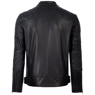 Áo khoác da nam, áo da thật cao cấp Fttleather khóa ngực trám vai  Backham da dê mã AD308D