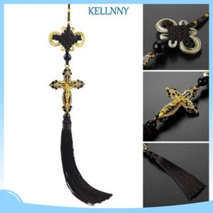Kellnny Phụ Kiện Treo Trang Trí Gương Chiếu Hậu Xe Hơi Bằng Kim Loại Hình Thánh Giá Chúa Giêsu Chiêm Tinh Tế acc
