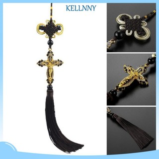 Kellnny Phụ Kiện Treo Trang Trí Gương Chiếu Hậu Xe Hơi Bằng Kim Loại Hình Thánh Giá Chúa Giêsu Chiêm Tinh Tế acc