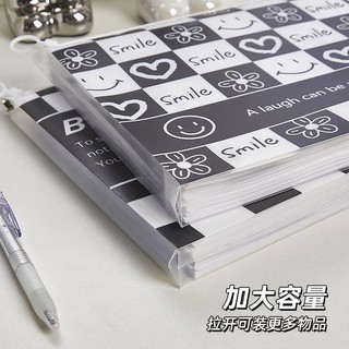 MEOWU Túi Zip A4, Bìa Đựng Tài Liệu Cao Cấp Chống Thấm Nước Hoạ Tiết Trắng Đen