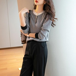 Áo sweater Ngắn Dáng Rộng Tay Dài Thoáng Khí Phong Cách Phương Tây Thời Trang Mùa Thu 2023 Thân Thiện Với Da Màu Trắng Đen Cho Nữ