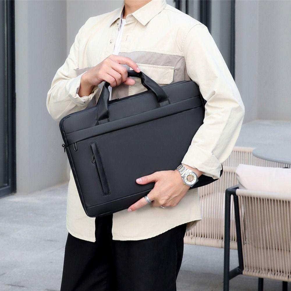 HOBBYIN Túi đựng máy tính xách tay 15 inch chống nước, túi đeo vai Messenger da cho nam, dùng văn phòng