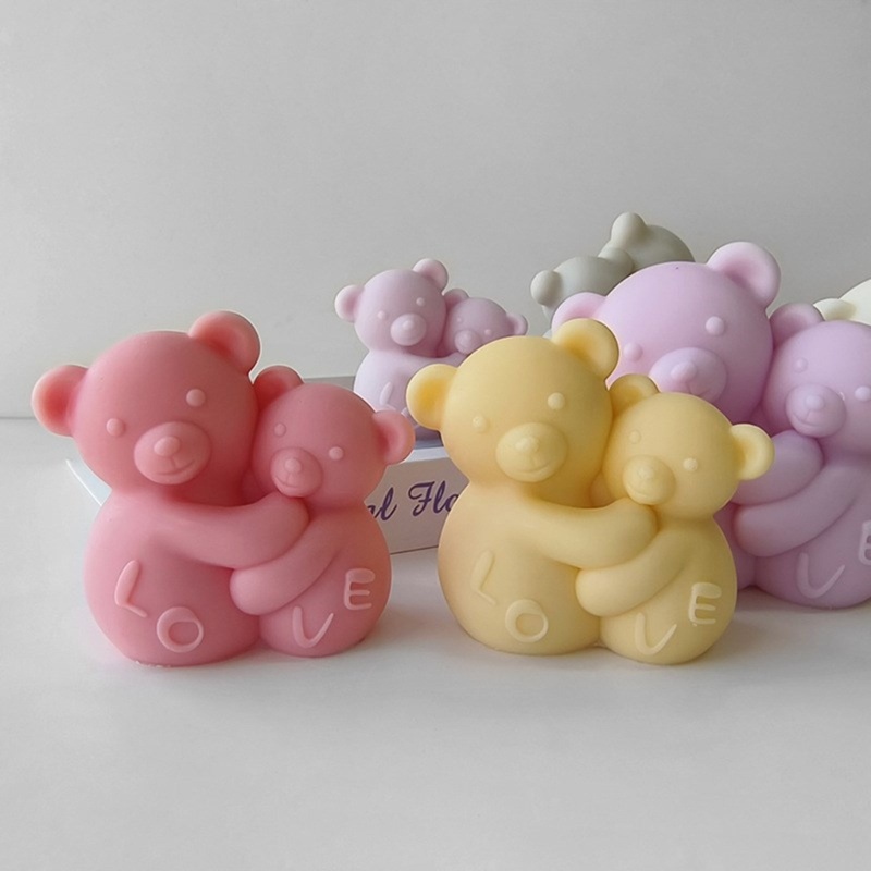 Khuôn silicone Làm Bánh Hình Gấu Ôm Nhau Chống Dính diy
