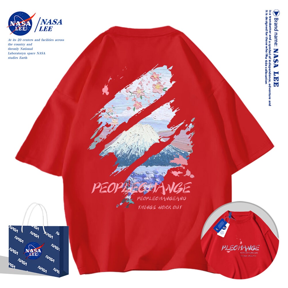 🔥Hàng có sẵn🔥Nasa Đồng Thương Hiệu Dạo Phố Mặc Áo Thun Ngắn Tay Nam Mùa Hè 2024 Phong Cách Mới Cotton Nguyên Chất Rời Thường Ngày Thanh Niên Sinh Viên