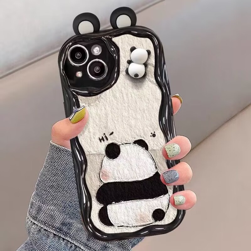 Hoạt Hình Ốp Điện Thoại Silicon Mềm Hình Tai Gấu Trúc 3d Cho oppo a18 a38 a58 a79 a57 2022 realme 11 c21y c35 c55 narzo 50 5g