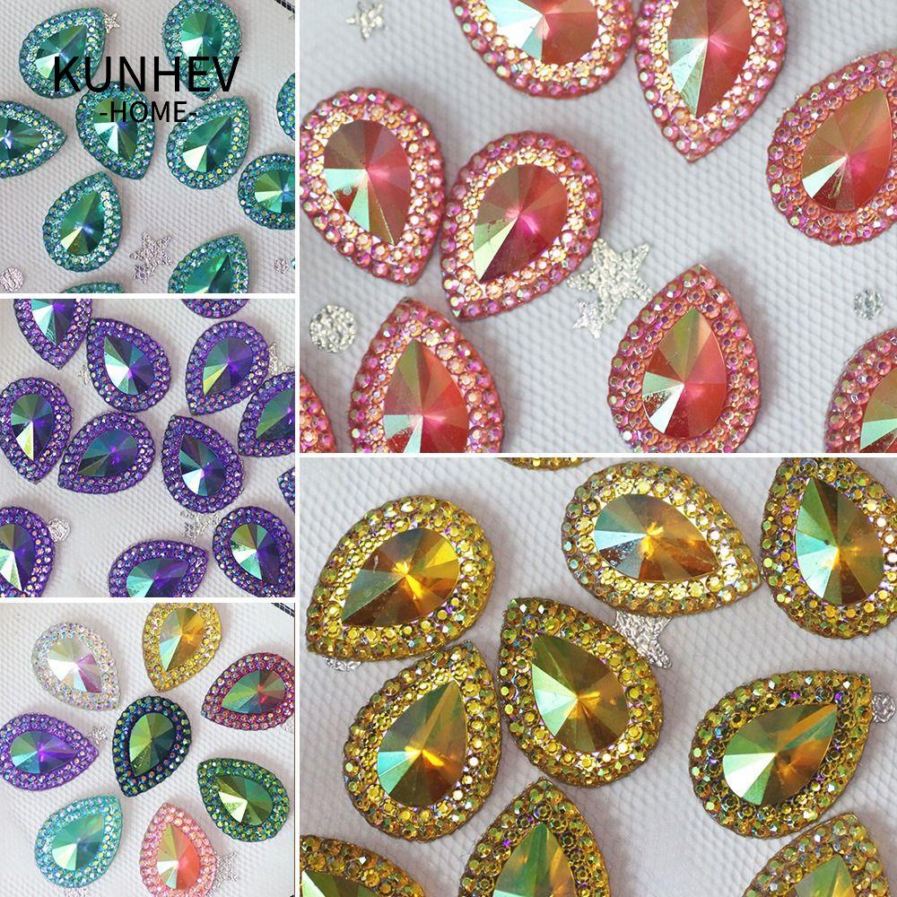KUNHEV Set 50 Viên Đá Pha Lê Hình Giọt Nước 13 * 18mm