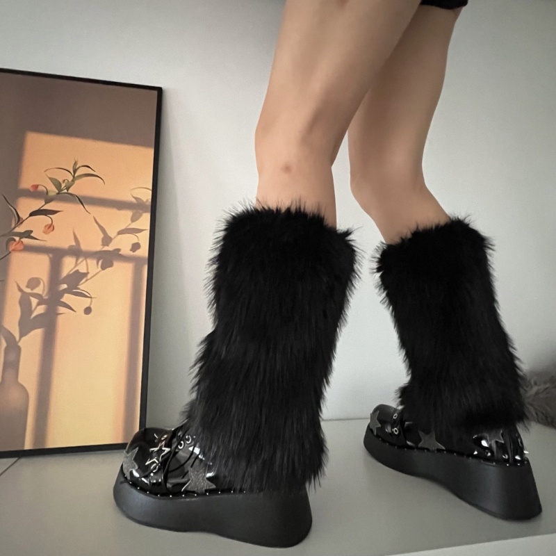Woke Nữ Lông Thú Giả Giữ Ấm Chân Trang Phục Dự Tiệc Ấm Áp Mờ Chân Ấm Áp Boot Còng Bao