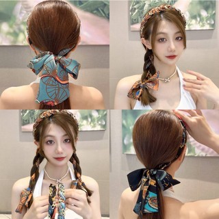 Cài phối buộc tóc ruy băng thắt nơ đính hạt kiểu Hàn Quốc dễ thương