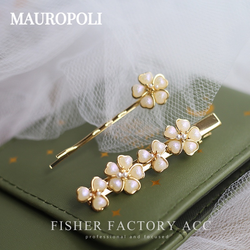 Mauropoli [Hàng Có Sẵn] Kẹp Tóc Đính Hoa Ngọc Trai Phong Cách mori Cổ Tích Phẳng Nhẹ Nhàng Dễ Phối Đồ