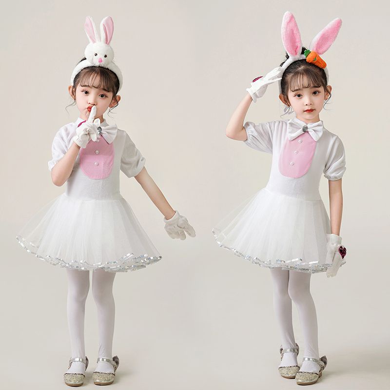 💕Chỗ💕 Quần Áo Trẻ Em Động Vật Múa Trang Phục Quần Áo Cho Bé Gái 3 Đến 14 Tuổi Mèo / Thỏ Trang Phục Mới Lạ Halloween Giáng Sinh