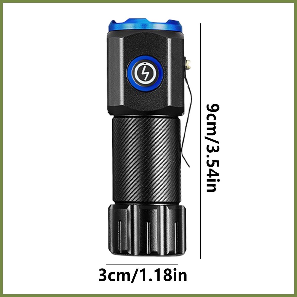 Đèn Pin Ba Mắt Mini Siêu Sáng Chống Thấm Nước 2200mAh Tiện Dụng