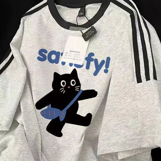 HIIXIIVI Mới 100% Cotton Unisex Áo Thun Nữ Tay Ngắn Nam Nữ Baggy Cổ Tròn Rời In Độc Đáo Cặp Đôi Tee