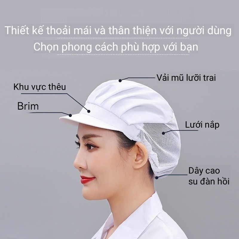 Nón vải lưới trùm tóc công nhân thực phẩm,Mũ trùm tóc y tế，Mũ Lưới Trùm Đầu, Nón Mũ Lưới Chùm Đầu