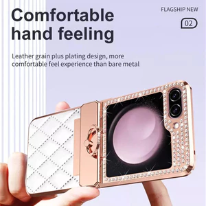 Ốp Chống Sốc Cho Samsung-Galaxy Z Flip Series Mềm PU Ốp Lưng Có Nhẫn Kim Loại Dành Cho Nữ