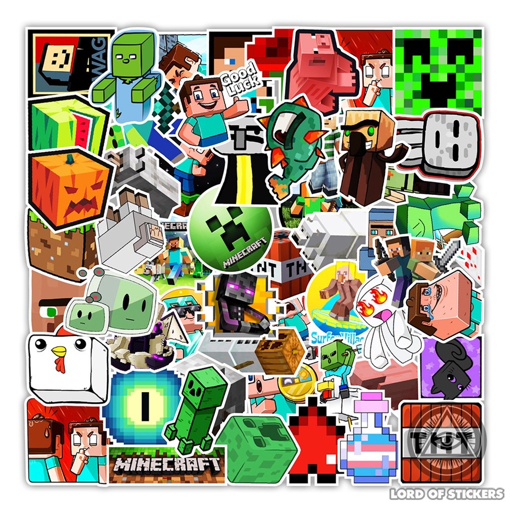 Set 100 Nhãn Dán Minecraft Sticker Hình Nhân Vật Trò Chơi Điện Tử Chống ...