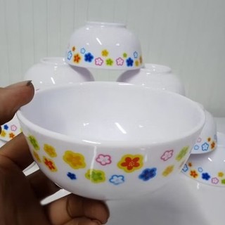 5 Chén ăn cơm nhựa melamine Trắng bông nhiều màu không vỡ loại tốt - Trường An VN