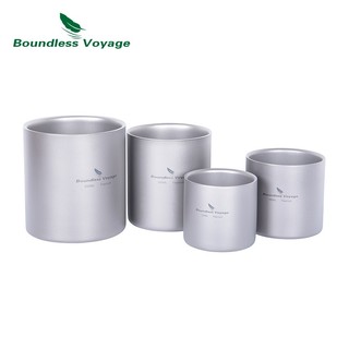 [Hành Trình Vô Hạn] Cốc Titan Tường Đôi 4 Trong 1 Chịu Nhiệt Mini Trà Uống Cốc Cắm Trại Ngoài Trời Cốc Cà Phê Mup