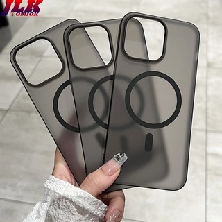[JLK] Ultra Thin Matte Magnetic Phone Case for iPhone 16 15 14 Plus 13 12 Pro Max Transparent Shockproof Hard Cover