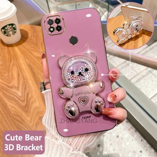 ốp lưng redmi 9c redmi 10a Ốp Điện Thoại tpu Dẻo Mạ Màu 3d In Hình Gấu Nhỏ Đáng Yêu Có Giá Đỡ Cho redmi 9c redmi 10a