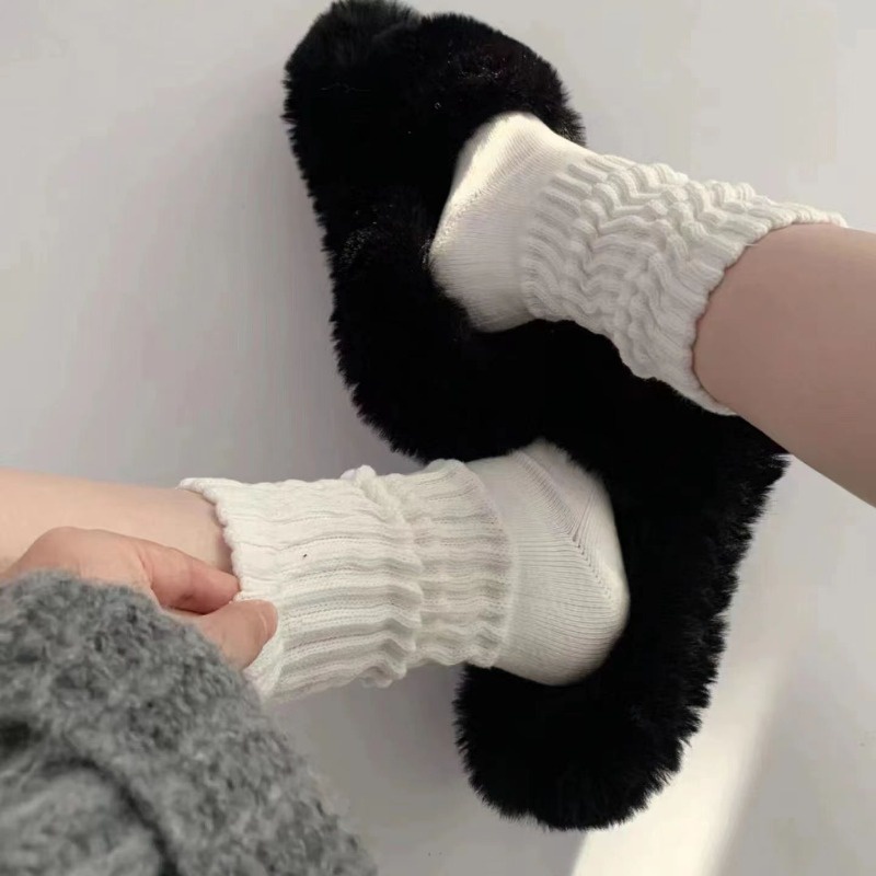 Vớ cotton Dệt Kim Dài Trung Bình Mềm Mại Màu Trơn Thời Trang Xuân Thu Phong Cách harajuku Đường Phố Cho Nữ